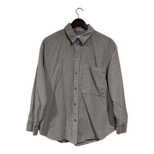 Abercrombie & Fitch Shirt Women's Sz M Long Sleeve Light Green Corduroy Button